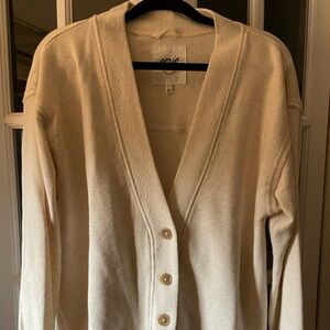 Aerie Cream Button-Up cotton Cardigan